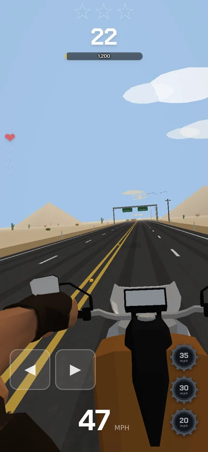 Desert Run level, open highway under a blue sky